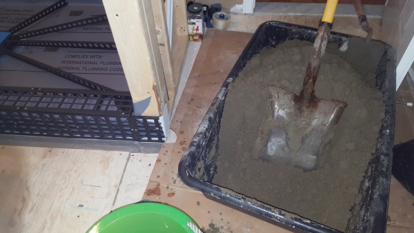 Shower mud bed mixing